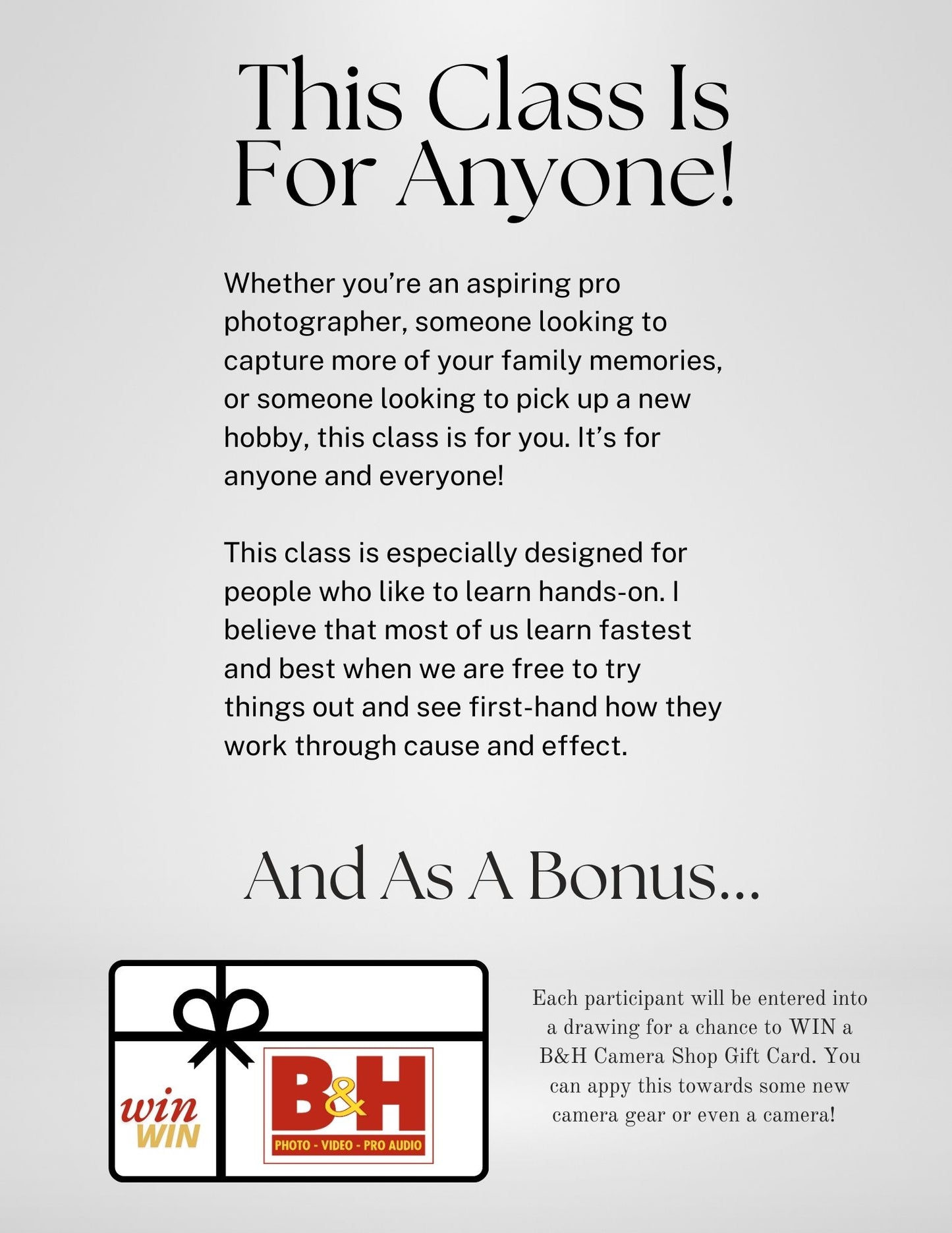 KINESTHETIC CAMERA CLASS (FEBRUARY 21ST 5-8PM)