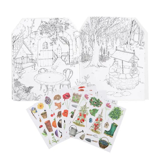 Garden Theme Coloring Book + Stickers