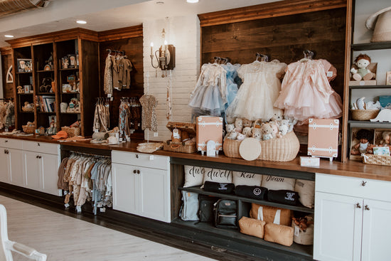 Trendy children's boutique outfits featuring stylish and comfortable clothing for kids, including dresses, rompers, and accessories.