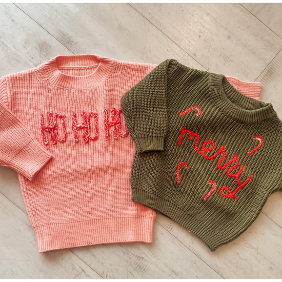 HO HO HO Knit Embroidered Sweater