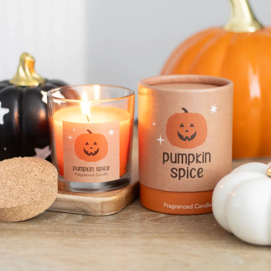 Peekaboo Pumpkin Spice Halloween Candle